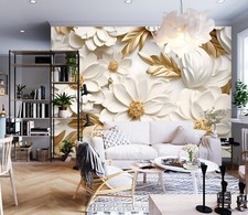 3D Weiße Blumen H7893 Tapete Wandbild Selbstklebend Abnehmbare Aufkleber Erin