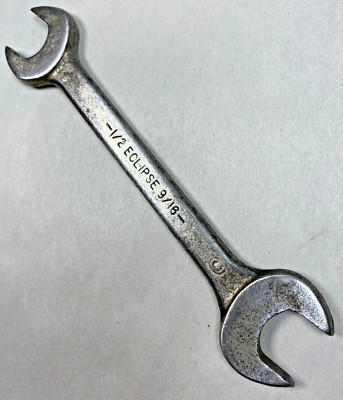 Vintage ECLIPSE TOOLS Open End Wrench 1/2'' x 9/16'' Made in USA Tool