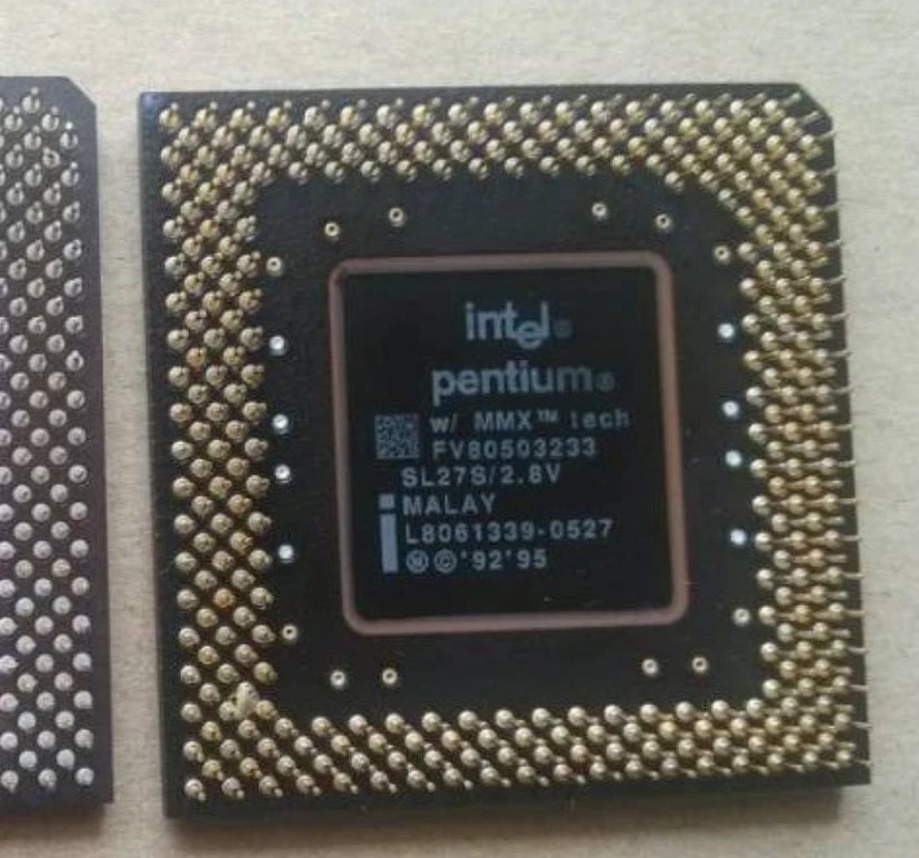Intel Pentium MMX SL27S 233MHz 66MHz 2.8V Gold Socket 7 Desktop CPU Processor - Image 2 of 2
