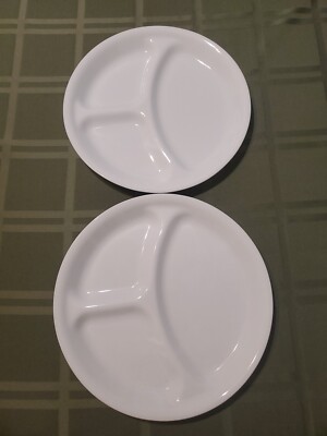 CORELLE Vitrelle USA 3 Compartment Slotted Winter Set Of 2 Dinner Plates 10'' New