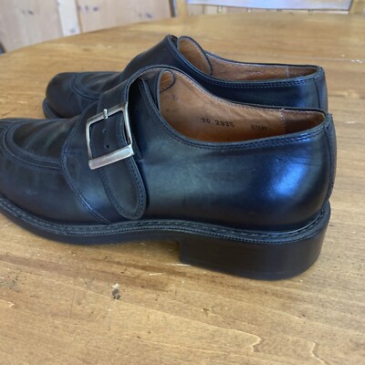 Mens Johnston Murphy Black Buckel Strap Split Apron Toe  display picture 3