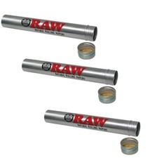 3X - RAW Rolling Papers METAL KING SIZE CONE STORAGE TUBES AirTight Screw Top
