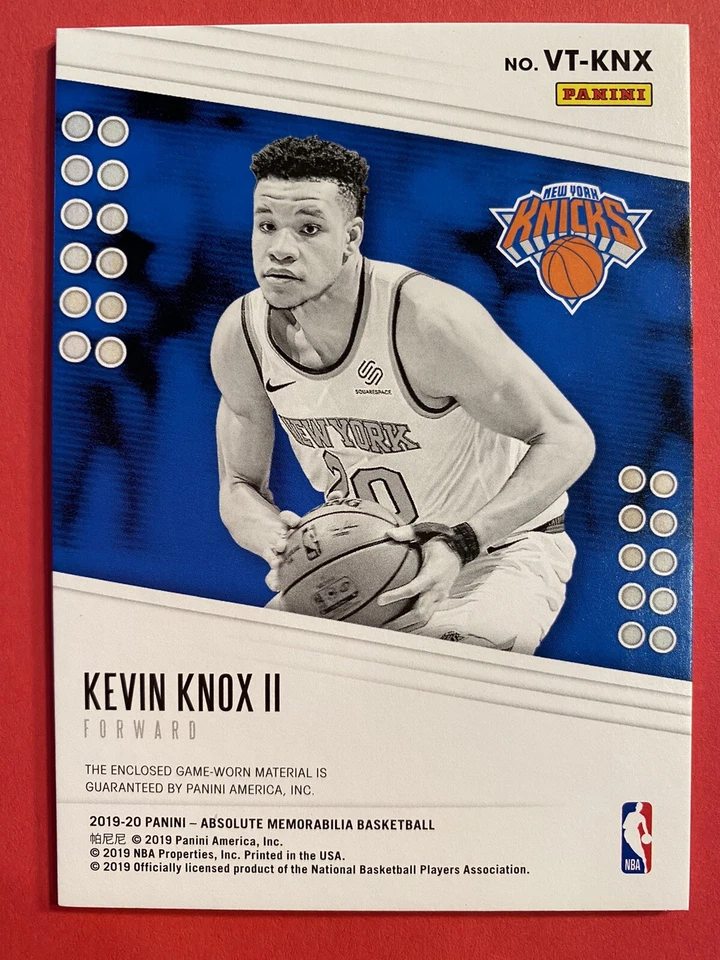 2019-20 Absolute Kevin Knox Veteran Tools Of The Trade Dual Jersey Knicks #VT-KN - Image 2 of 2