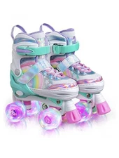 Rainbow Unicorn Adjustable Light Up Roller Skates