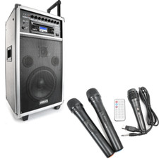 SONORISATION PORTABLE PUISSANCE 250 WATT AVEC 2 MICRO SANS FIL LECTEUR CD/USB/BT