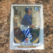 Milton Ramos Signed 2014 Bowman Draft Chrome Rc Auto New York Mets