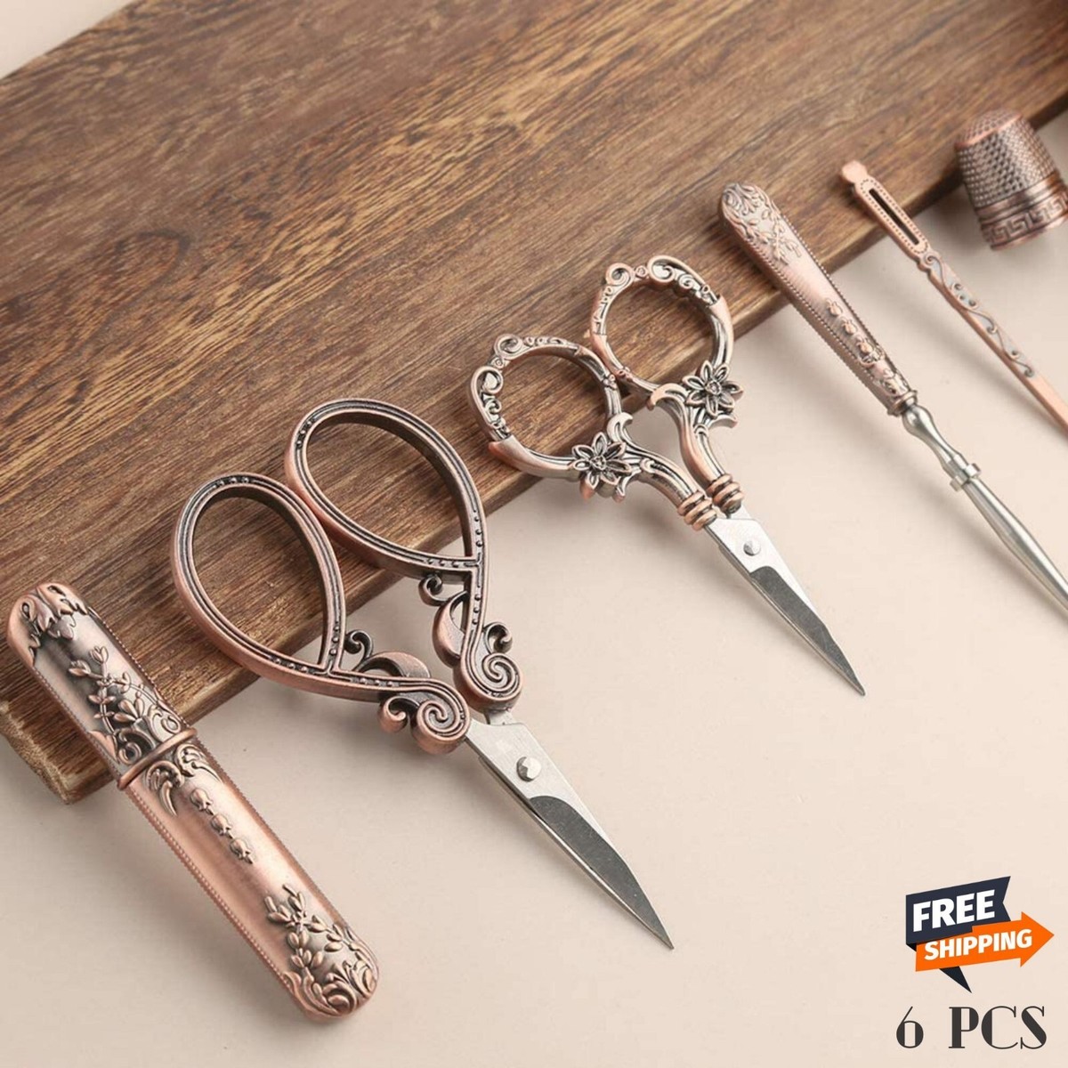 Victorian Sewing Kit Retro Looking Scissor Set Vintage Yarn