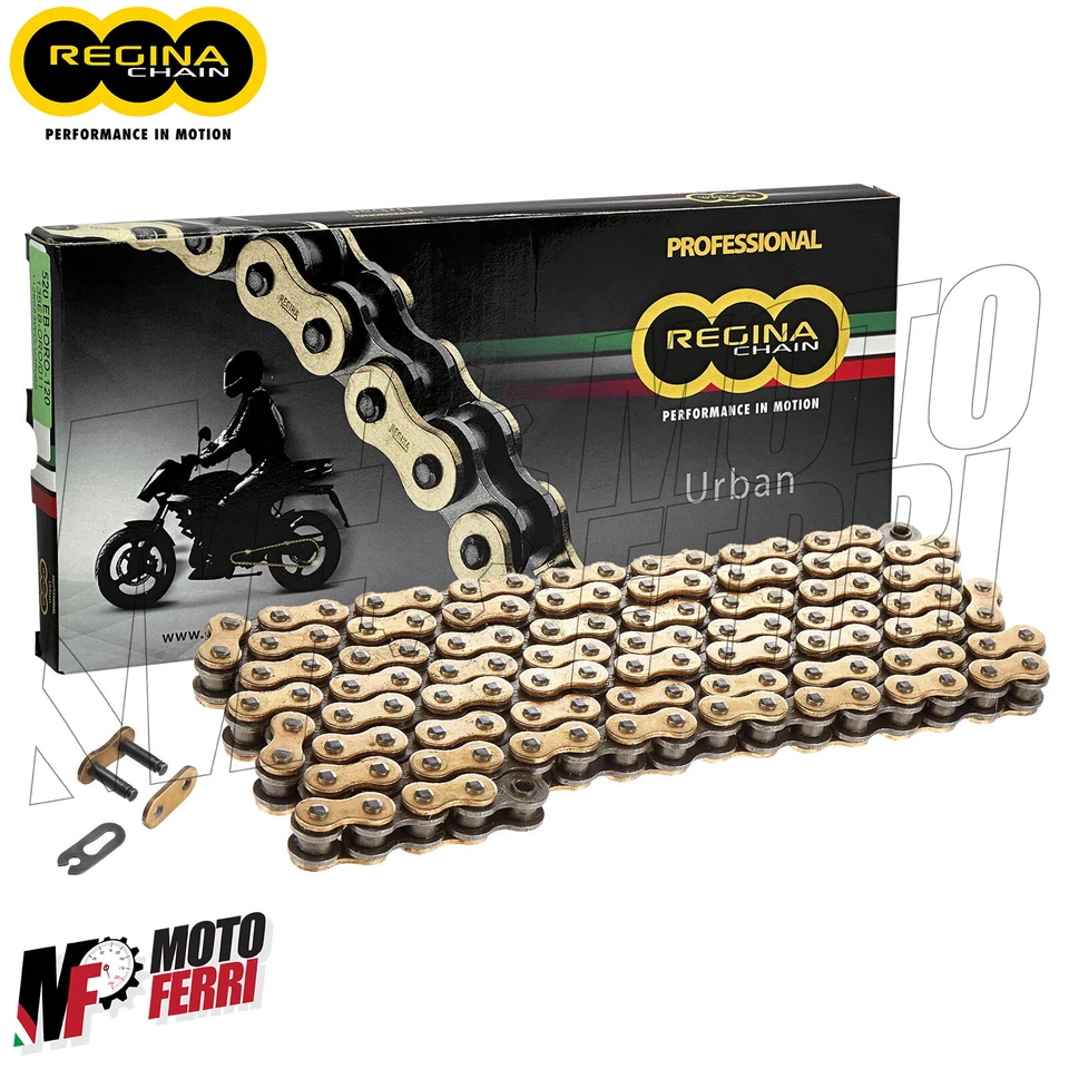 Catena Regina Passo 520 Moto Cross Enduro Senza ORing 120 Maglie Oro - Immagine 4 di 4