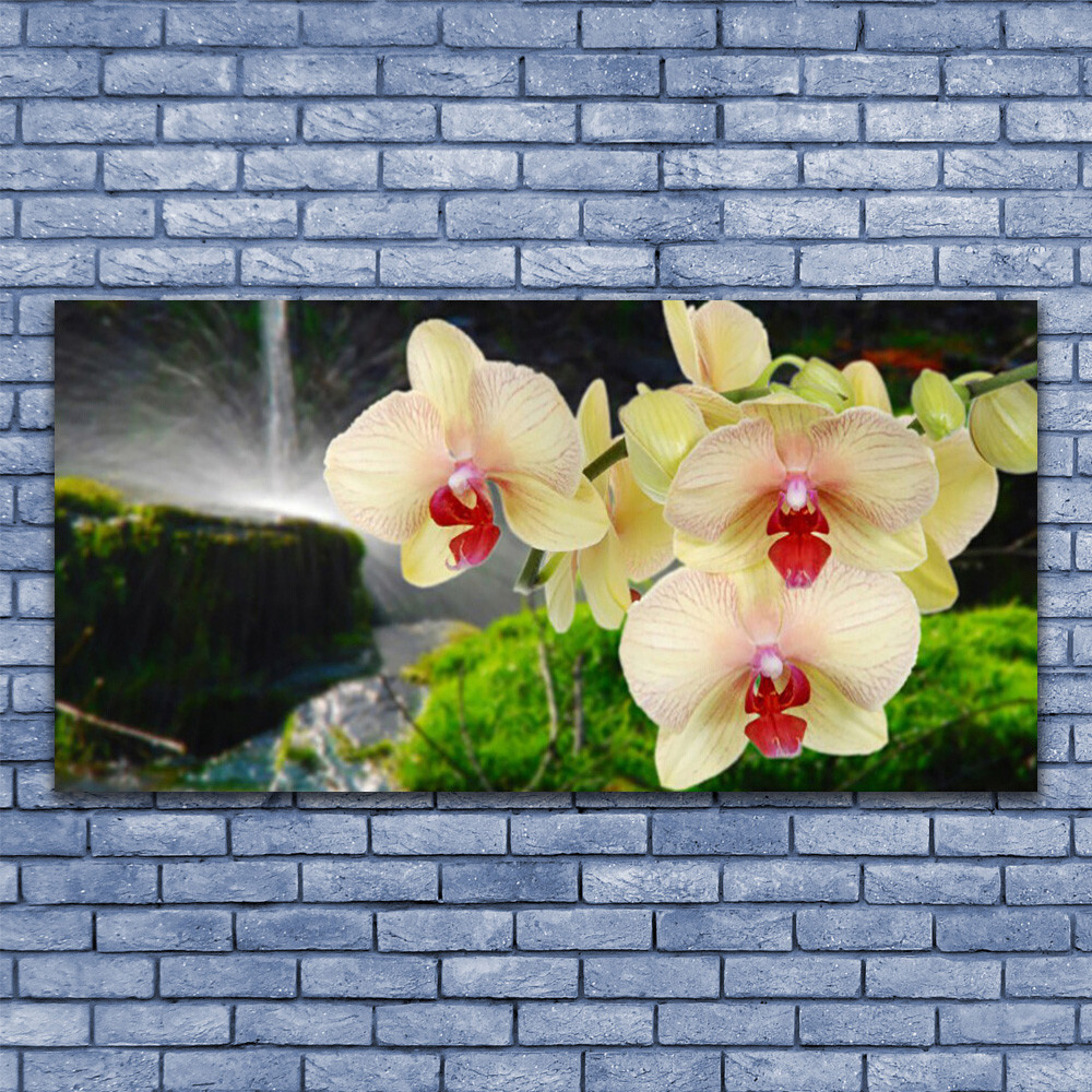 Impression sur verre floral 140x70 cm pour habiller un grand mur vide de salon