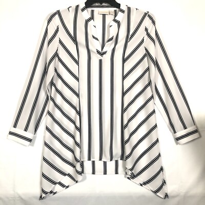 3020390 Black Striped Hi-Low Tunic Shirt main image 1
