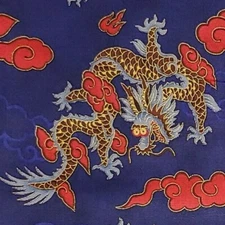 Blue DRAGON DRAGONS Fabric Red Metallic HOFFMAN INTL Cotton BY THE YARD