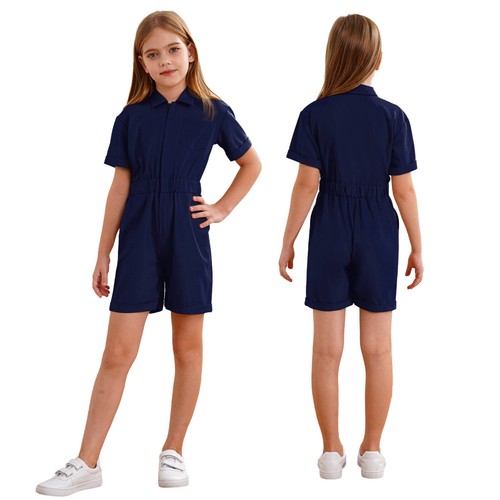 Kids Girls Overalls Summer Coverall With Pockets Rompers One Piece Jumpsuit - Picture 53 of 87