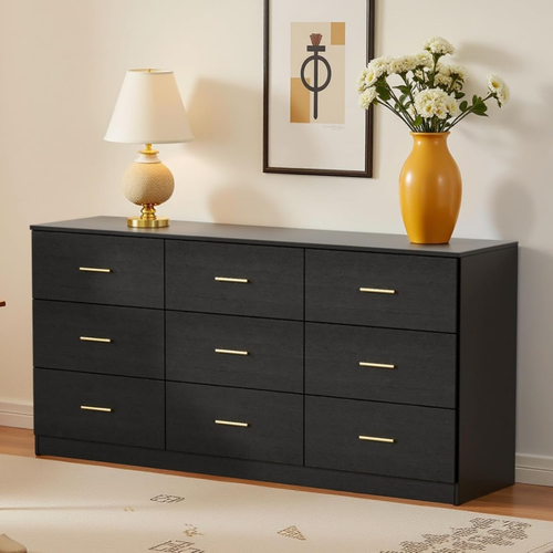 9 Drawer Dresser, 62.9" Large Deep Chest of Drawers,Wooden Dresser ...
