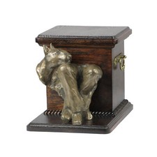 Bull Terrier, Bully I - urn for dog ashes with a statuette, elegant urn for a do