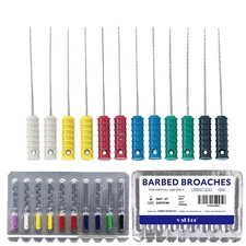 Dental Root Canal Cleaning Barbed Broaches #00-06, Stainless Steel 21mm 25MM