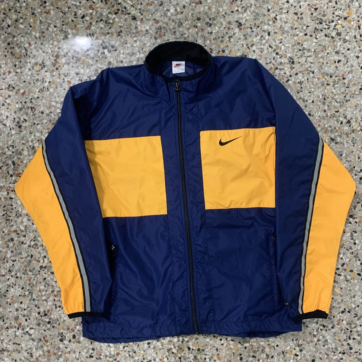 Vintage Nike Windbreaker Jacket Colorblock 90s Tag Size M Yellow Blue Black