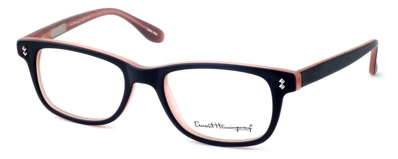 Ernest Hemingway Designer Reading Glasses H4617 (Small Size) in Matte Black Pink