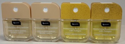 b.pure Limited Edition Hand Sanitizer 4Pk Vanilla Crème Sunset Breeze w/Collagen
