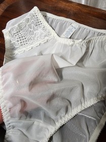Vtg Rene Rofe Nylon Spandex Stretch Panties Shiny See Through Wedding White Sz 9