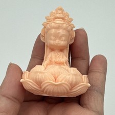 Guanyin Lotus Statue Feng Shui Buddha Mini Blessing Wealth Protection Decor 2.5