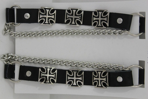 Hombre Cruz de Hierro Plata Botas Cadena Par Negro Correas Zapato Pulsera - Imagen 22 de 24