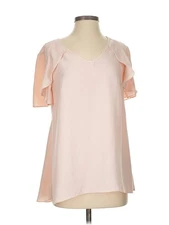 H By Halston Women Pink Short Sleeve Blouse 4