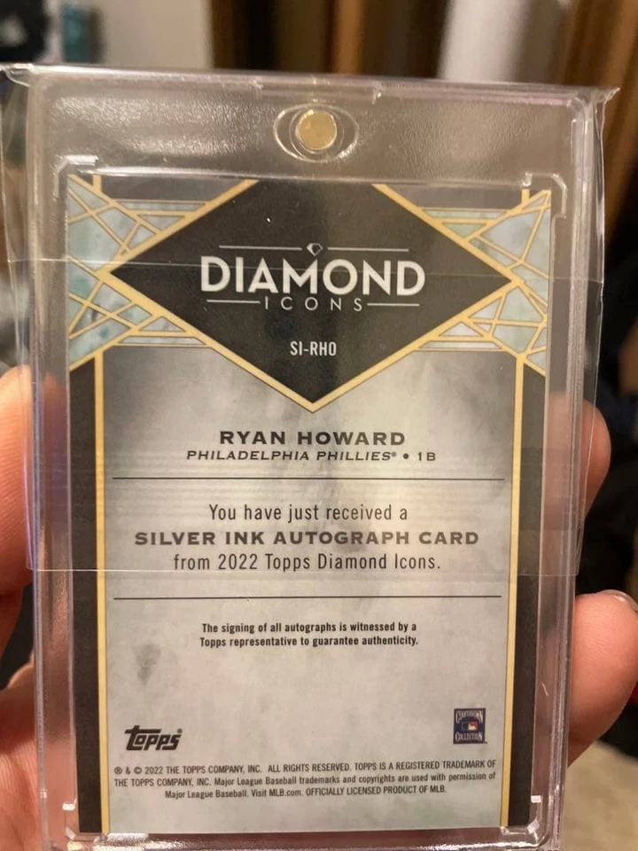 2022 Topps Diamond Icons Ryan Howard Silver Ink Autograph Card 17/25 Phillies - Image 3 of 3