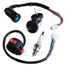 3 Function Left Starter Switch+4 Wires Ignition Switch Key with Cap Assembly 