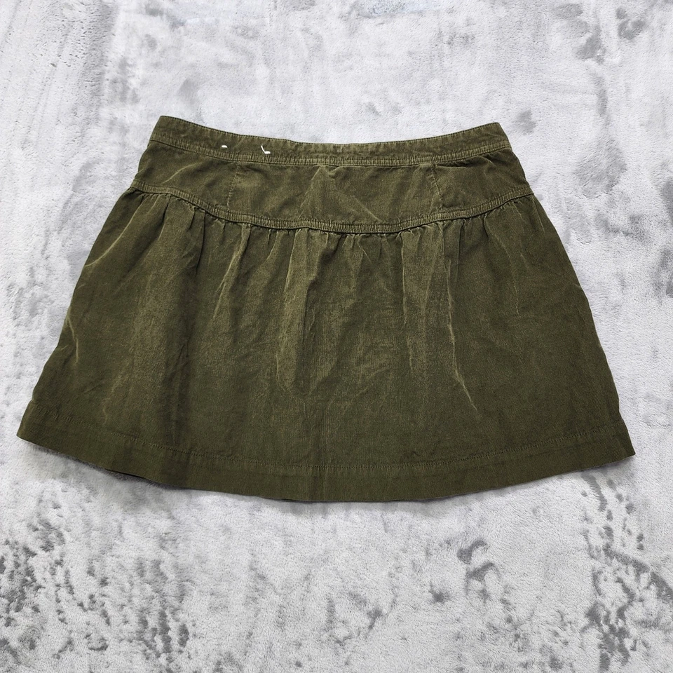 American Eagle Skirt Womens 16 Green Olive Army Corduroy Tiered Mini Y2K Grunge - Image 3 of 4