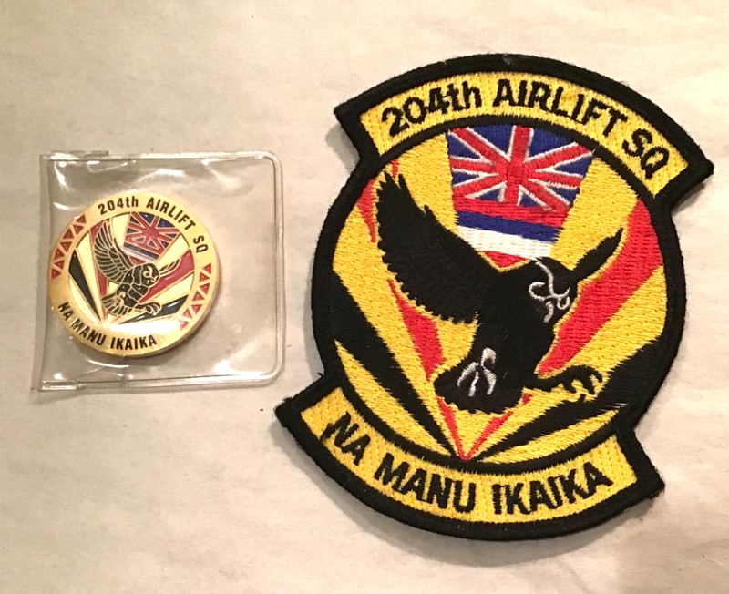 NEW 204TH AIRLIFT SQUADRON HAWAII AIR NATIONAL GUARD CHALLENGE COIN & PATCH