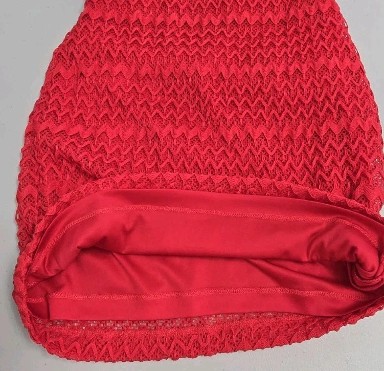 Guess Designer Red Lace Sheath Bodycon Dress Size 6 Sleeveless-Lined - Image 4 of 4