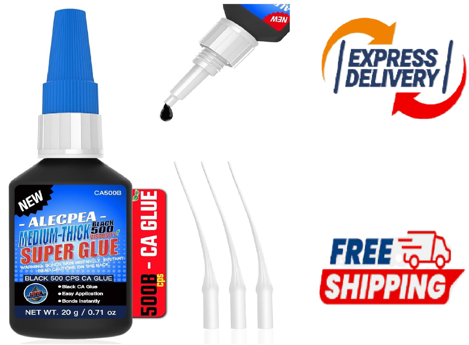 20g Black Medium-Thick CA Glue (500 CPS),Premium Cyanoacrylate Super Glue for...