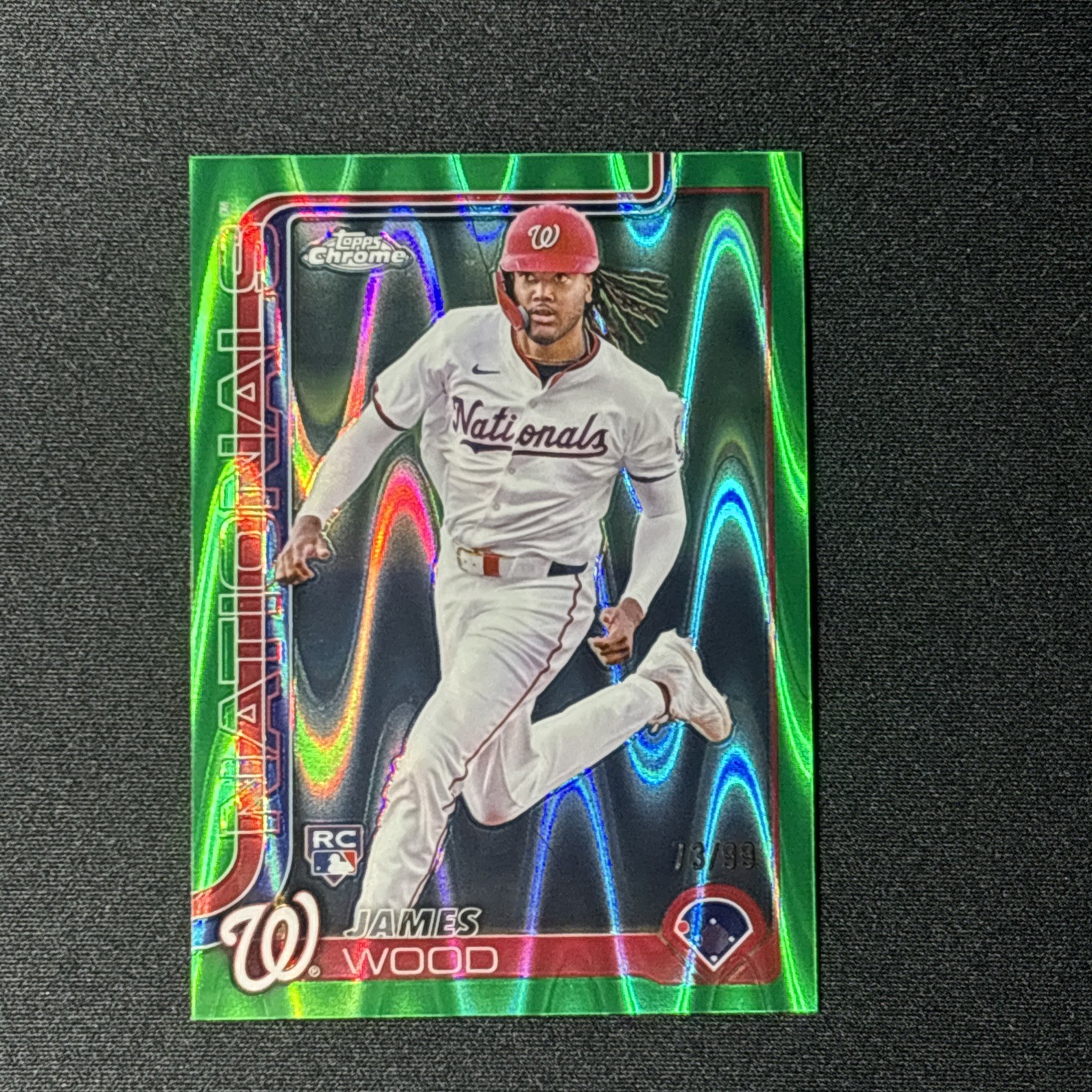 2025 Topps Chrome James Wood Rookie /99 Green Refractor #132