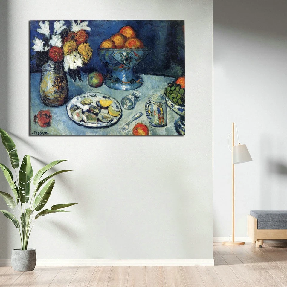Still life (The dessert) Pablo Picasso Hand painted Oil Painting Canvas Home Dec - Image 3 of 4