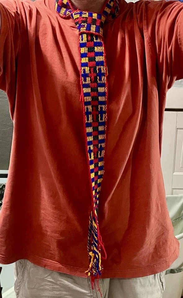 Antiguo Cinturón Bandolera 53" Hecho a Mano Tejido Lana Correa Vyshyvanka Ucrania De Colección Foto 4 de 4