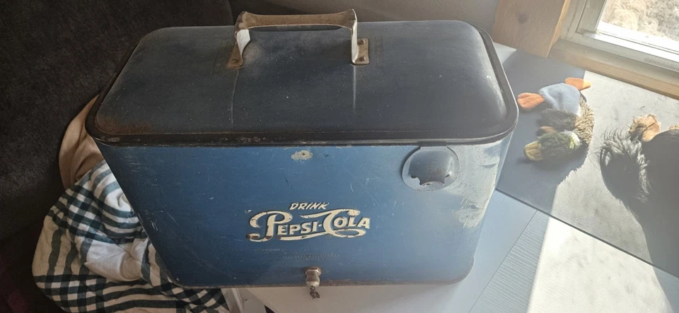 Enfriador de hielo de metal vintage Pepsi BluePEPSI-COLA de los años 50 Foto 3 de 4