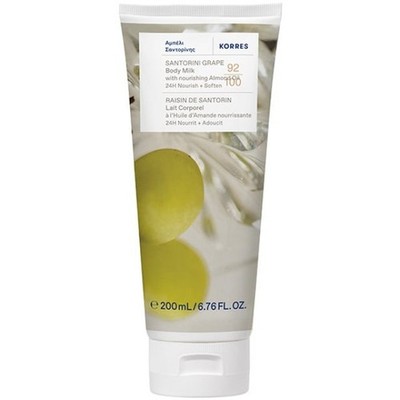 Korres Santorini Grape Body Milk 200ml, 92% Natural, Aloe, Almond Oil, Provit B5