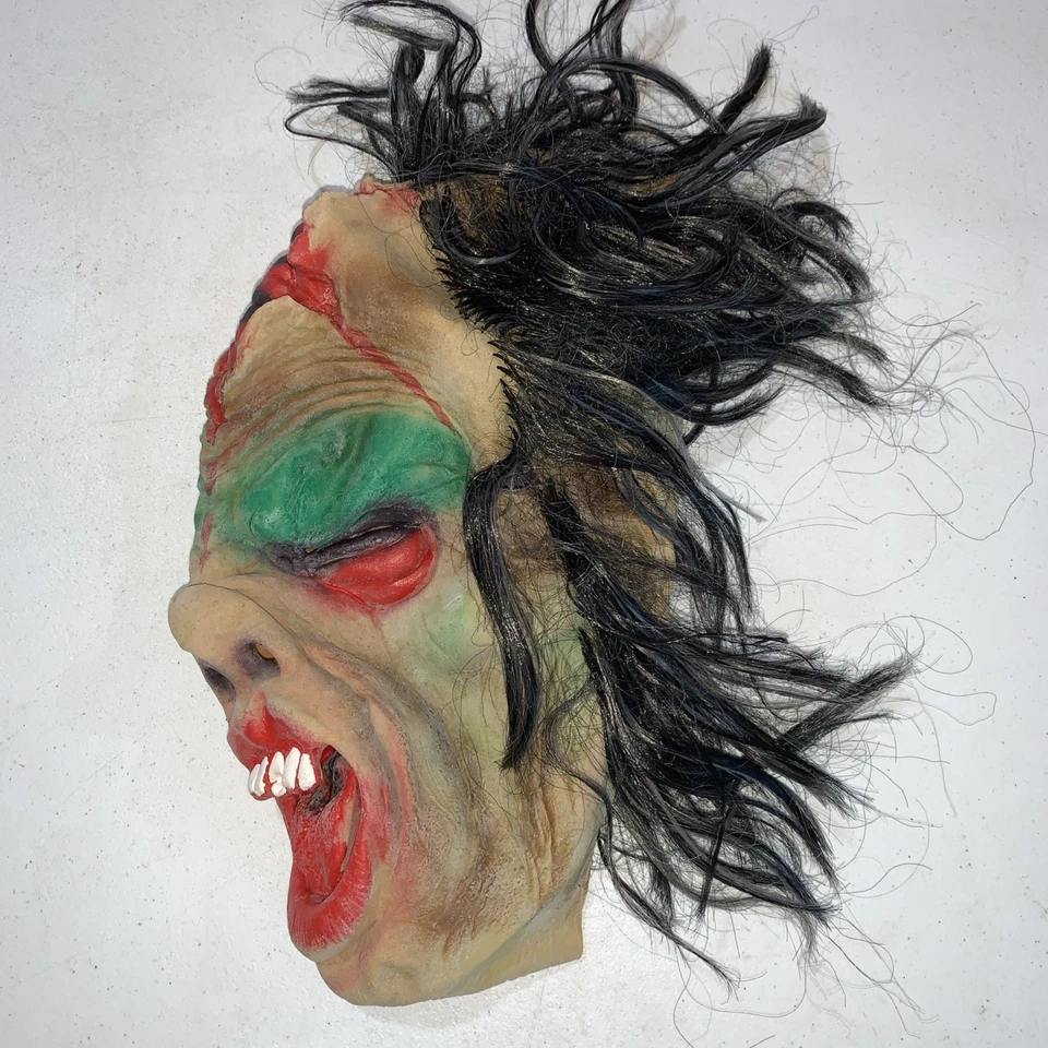 Halloween Costume Adult Face Mask Zombie W/Straggly Brown Hair Spooky Scary - Image 4 of 4