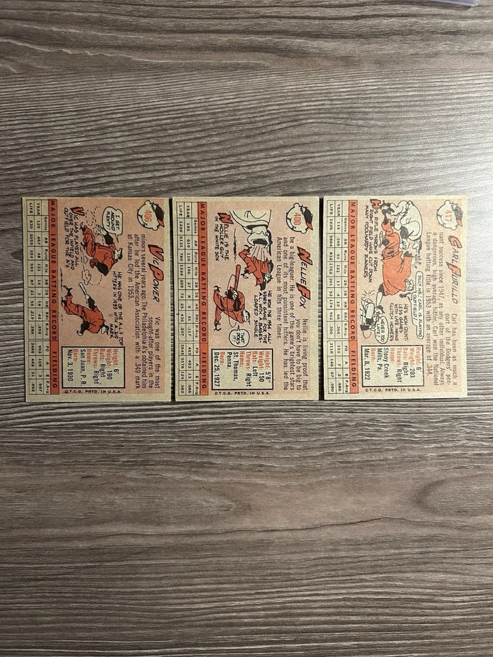 1958 Topps Lote de (3) EX+ HOF Furillo/Fox/Power Vintage NFL Foto 2 de 2