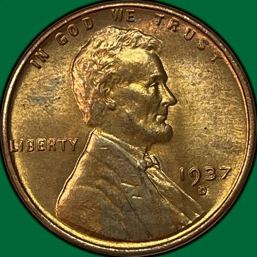 1937-D Lincoln Wheat Cent Brilliant Uncirculated BU Coin #37601