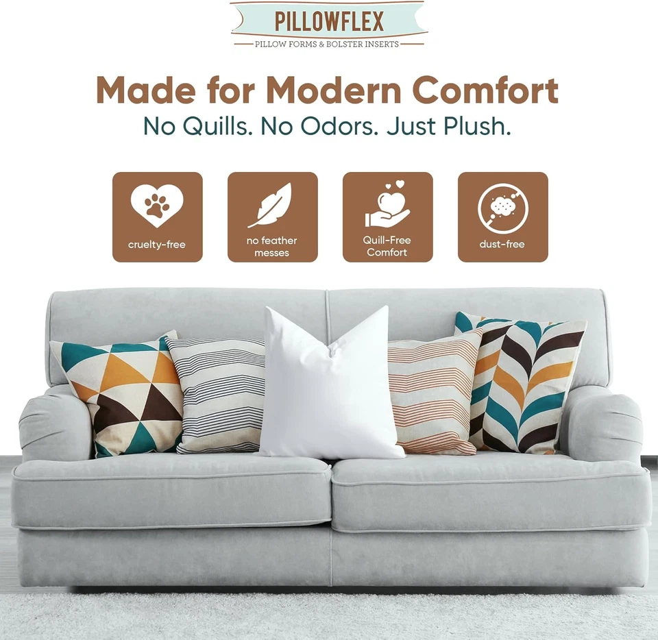 Synthetic down Pillow Insert - 22X22 down Alternative, Ultra Soft Large Square T - Image 4 of 4