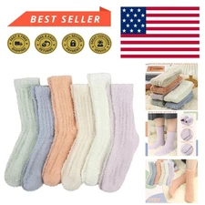 6 Pairs of Plush Women’s Socks - Warm Fluffy Slippers for Cold Weather Comfort