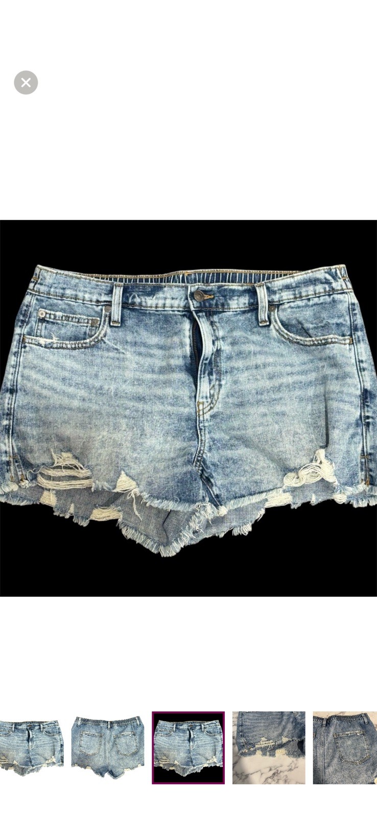 Aerie Cutoff Denim Shorts – Destroyed High-Rise – Size Large