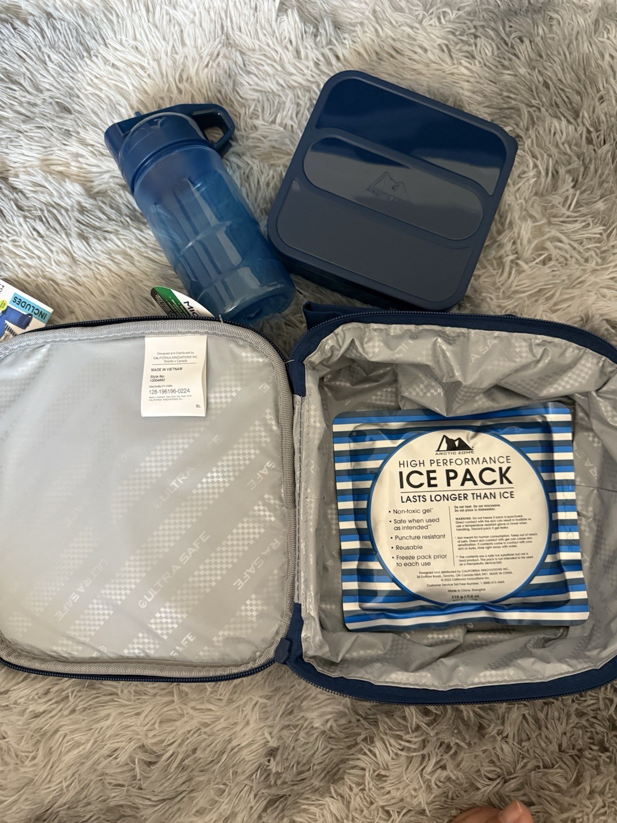 Combo With Food Container, Water Bottle And Ice Pack