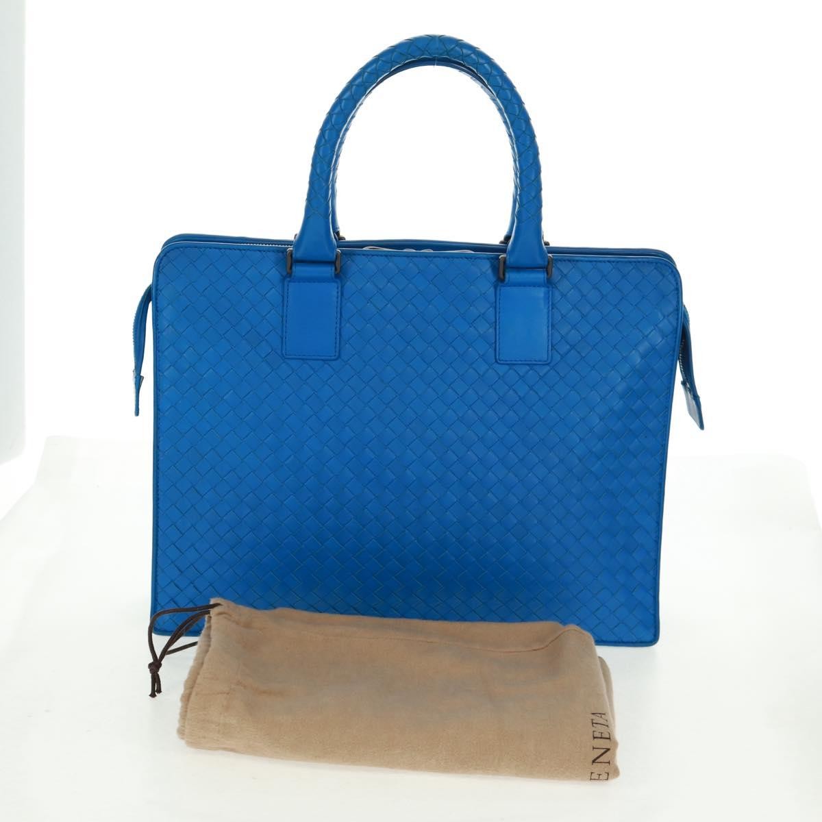 Bottega Veneta Top Zip Briefcase Intrecciato Nappa Blue Leather