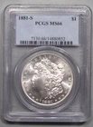 BU GEM 1881-s Silver MORGAN Dollar.  PCGS MS66.  #107 m