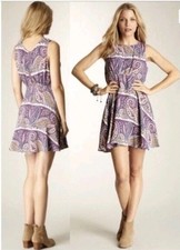 Free People Dancing Pretty Paisley Tank Dress Women 4 Purple Sleeveless Boho EUC
