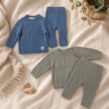 Baby Clothes Bundle 0-3 Months Mothercare & F&F Knit 2 Piece Sets Blue Green