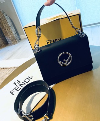 Fendi Black Gold Silver Canayef Shoulder 8Bt2842Ihf0Gxn Box Bag Receipt Nice!!!