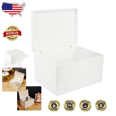 White Wooden Chest Box XXL 15.8'' Stackable Certified Carpathian Wood Gift
